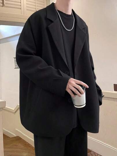 2025 春秋メンズ新作 、軽熟ワルっぽいイケメン風 、無地カジュアルスーツ 、韓国風ゆったりシルエット 、英国風ショートジャケット 、人気トレンドアイテム 、春秋職場軽通勤  カフェミーティング、友達小会、日常外出、探訪に適し 、柔軟高級質感 、利落万能 、多シーン対応 メンズファッション 人気新作