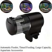 自动鱼缸喂鱼器，带液晶定时器和12/24/48小时定时器 - 100毫升大容量自动喂鱼器，适用于鱼缸、乌龟、斗鱼、锦鲤等水族箱（不含电池）
