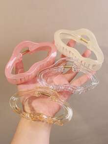 4pcs/1pc Women Delicate Shiny Plastic Cloud Design Hair Clips, 12cm/4.72in, Pink, Beige & Transparent Champagne Color, Elegant, Simple, Minimalist, Solid & Ombre, Suitable For Daily, Casual, Party, Commute, Vacation, Tie Hair, Ponytail, Bun, Face Washing, Makeup, Outfit Matching Hair Claws Claw Clips Hair Jaw Clip Hair Clamps Hair Clutch Hair Catcher Clip Fall Winter Hair Accessories For Women Summer Beach - Multicolor - View 8