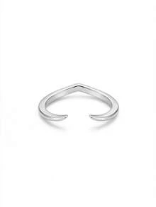 1 Stück eleganter V-förmiger funkelnder Zirkonia-Ring, 925er Sterling-Silber, Geschenk für modebewusste Frauen, geeignet für Bälle, Zusammenkünfte und Partys - Gebogener Öffnungsring - Übersicht 15