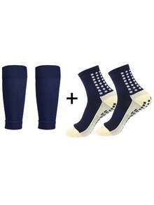 1 Set Youth Sports Outfit, 1 Pair Anti-Slip Soccer Leg Warmers, 1 Pair Sports Shin Guard Leg Warmers, Knitted Fabric Suitable For 12-18 Years Old Boys And Girls - Multicolor - View 21