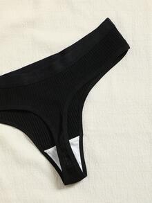 6pcs/Set Ribbed Comfortable Thong G-String T-Back Seamless Panties, Sexy Comfortable Triangle Briefs Women's Underwear - Multicolor - View 6