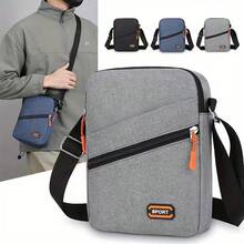 Sports And Leisure Nylon Crossbody Bag - Adjustable Shoulder Strap, Multiple Zipper Compartments, Solid Blue Color For Business And Daily Use, Secure Zipper Closure, Durable Construction, Travel Accessory, Stylish Design, High-Quality Material, Compact Backpack, Urban Lifestyle, Suitable For Men And Women, Best Christmas Gift - 寶藍色 - 查看 3