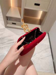 1pc Glitter Metallic Snakeskin Clutch Bag, Luxury Shiny Retro Gold Tone Mini Evening Purse, Fashionable, Charming, Exquisite, Elegant Women's Handbag, Suitable For Weddings, Themed Formal Parties, Galas, Birthday Parties, Comes With Chain - 紅色 - 查看 10