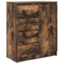Larryhot Credenza con Cassetti Rovere Fumo 71x35x84 cm in Truciolato,Robusto e durevole, facile da montare, la scelta ideale per l'arredamento della casa - Castano - Visualizzare 2
