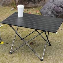 Folding Table, Sturdy, Portable Folding Table Made Of Aluminium For Indoor And Outdoor Use, Square, With Storage Bag, Ideal For Picnics, Parties And Camping. - 黑色M - 查看 6