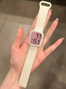 一套双色磁扣硅胶表带+表壳，适用于46mm、38mm、40mm、41mm、42mm、44mm、45mm、49mm表盘，可爱糖果色表带搭配保护壳，兼容苹果Series 11、10、9、8、7、6、5、SE、Ultra 2。 - 杏色 - 查看 4