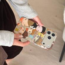 可爱卡通插画奈良美智风格手机壳，兼容 17 Pro Max、16 Pro Max、15 Pro、14、13，少女风、时尚、创意手机保护套 - 彩色 - 查看 9