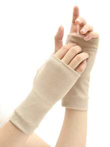 朋克条纹露指手套，男女通用弹力针织防紫外线手套，嘻哈风户外驾驶旅行护臂 - 彩色 - 查看 3