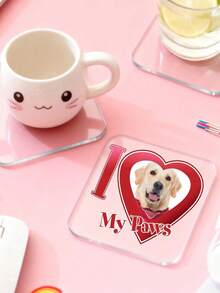 1/3/5pcs Customized Acrylic Name Photo Coasters, Drink Coasters, Personalized Coasters, Valentine's Day Gift, Birthday Gift, Drink Coasters, Personalized Coasters, Wedding Souvenirs, 9.5x9.5cm Personalized Acrylic Memorabilia, Anniversary Gift - Multicolor - View 3