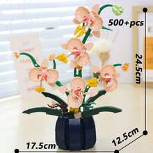 1000+Pcs Pink Orchid Building Block Set, Flexible Petal Joints, DIY Orchid Potted Plant Building Blocks, Adult Building Block Set, Suitable For Home Decor, Office Desk Decor, Display Window Decor, Valentine's Day Gift, Birthday Gift, New Year Gift - Multicolor - View 15