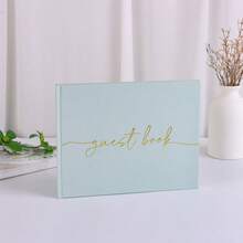 1本烫金婚礼宾客签名簿 - 优雅硬壳书法设计签名册，采用优质哑光封面，厚实的空白页供宾客留言/签名/拍照，经久耐用，可重复使用，是婚礼招待会/订婚派对桌面装饰的理想之选，也是完美的周年纪念纪念品和礼物。 - 綠色 - 查看 9