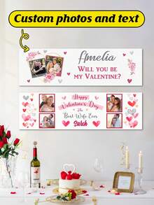 Personalized Custom Heart-Shaped Valentine's Day Banner ​ – Outdoor Yard Banner Featuring Custom Name/Text (E.G., "Amelia, Will You Be My Valentine?", "Sarah, The Best Wife Ever"). - Multicolor - View 1