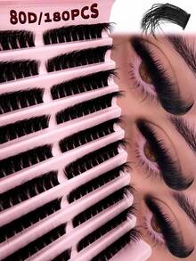 180 Clusters D Curl Individual Lashes 8-16mm DIY Eyelash Clusters Natural Fluffy Crossed Cluster Lash Extensions