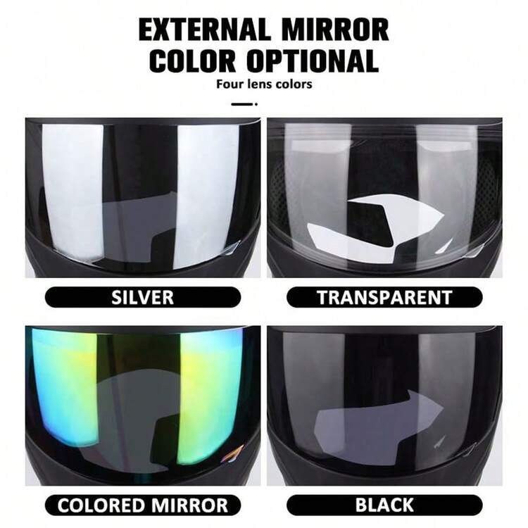 摩托车翻盖头盔，多色可选，四季皆宜 - 黑色 - 查看 4