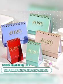 1本2026年新款极简桌面日历，学生自律计划本，纯色月历，重要事件备忘录，多功能桌面日历计划本 - 單件 - 查看 2