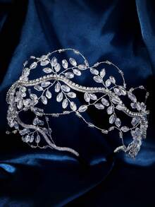 1 件女士时尚简约百搭水晶串珠发带，适合婚礼、典礼、节日等场合头带发带发箍 - 銀色 - 查看 7