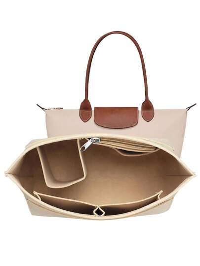 Organizador con cremallera de fieltro para bolsos Le L Tote y M Handbag, organizador de bolso con portavasos, organizador de bolso de mujer con 8 compartimentos