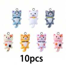 10/20/30 件可爱卡通猫树脂吊坠饰品，适合女性 DIY 日常手工耳环、手链、项链、钥匙扣、珠宝配饰 - 混色 - 查看 8