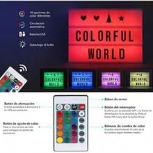 EMAGIE Letrero Luminoso : Cine Caja de Luz A4 con 96 Láminas Letras Números y Símbolos Decoración para Hogar Cuarto Habitación Tienda Fiesta Cumpleaños Navidad Bodas(16 Colores) - Multicolor - Ver 6