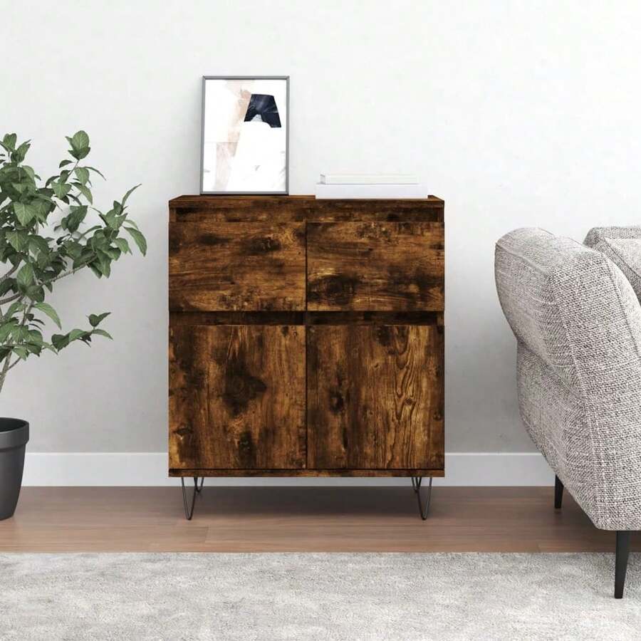 Larryhot Credenza Rovere Fumo 60x35x70 cm in Legno Multistrato,Robusto e durevole, facile da montare, la scelta ideale per l'arredamento della casa - Castano - Visualizzare 1