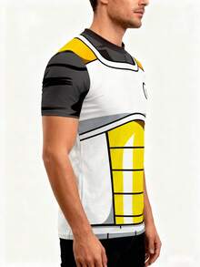 Men's High-Stretch 3D Printed Compression Shirt - Quick-Dry, Breathable Polyester, Short Sleeve Crew Neck For Sports & Casual Wear - Ideal For Running, Training, Basketball - Summer Essential With Unique Astronaut Design - 混合色 - 查看 4