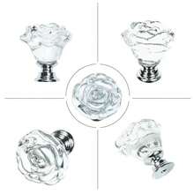 10pcs Crystal Knobs, 30mm Rose Flower Style Glass Pull Handles For Cabinets And Drawers, Suitable For Vanity, Dresser And Kitchen - Multicolor - View 6