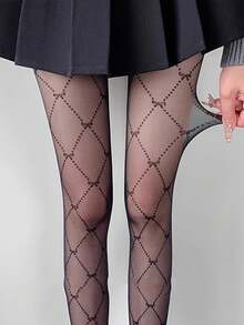 1双女士哥特复古连裤袜，黑色薄丝袜，修饰腿型，适合日常穿着，性感紧身丝袜 - 彩色 - 查看 3