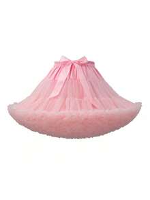 1 件女式多色洛丽塔衬裙，蓬松蕾丝棉花糖云朵设计半身裙，柔软薄纱带蝴蝶结，适合婚礼、派对、角色扮演、舞蹈表演 - 多色 - 查看 17