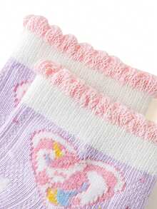 10双装女童棉质透气网眼独角兽泡泡防滑中筒袜，春夏款 - 彩色 - 查看 4