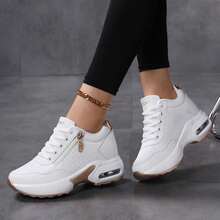 Women's Wedge Heel Thick Soled Sports Shoes, Comfortable And Versatile, Thick Soled Breathable And Height Increasing Women's Shoes - bạch kim - Xem 2