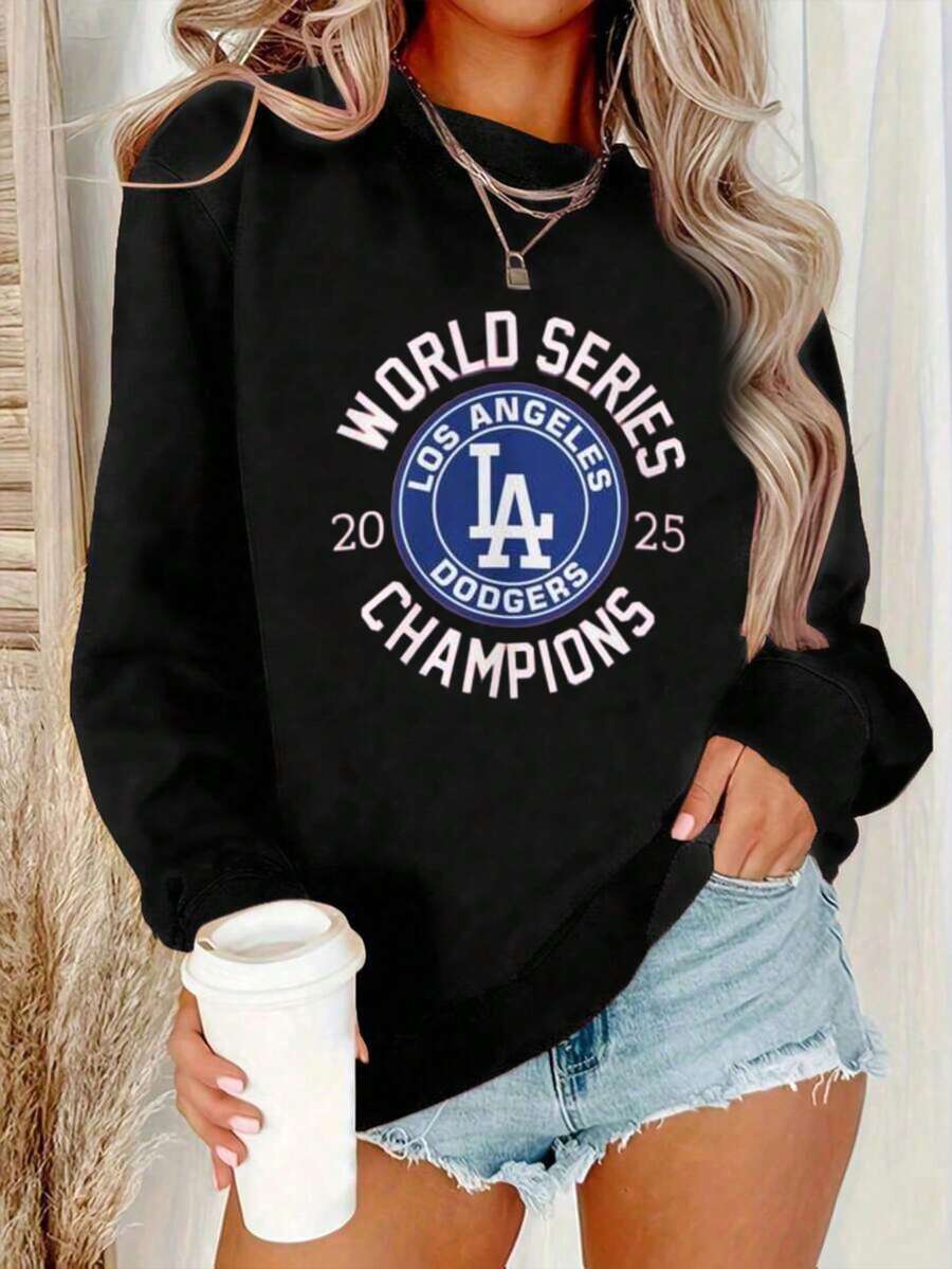 Los Angeles Dodgers World Series Champions Unisex Sweatshirt-2 (2) - 黑色 - 查看 1