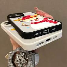 High-Quality Macaron Acrylic Magnetic Phone Case,Snowman Winter Joy Printed Cell Phone Shell Magnetic Charging Phonecase Handy Case, Handy Cover For  11 12 13 14 15 16 17 17 Air 17 Pro 17 Pro Max Shock Resistant Protective Case - Gris - Ver 5