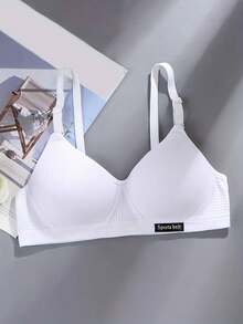 3PCS Teen Girl Solid Color Triangle Cup Bra, Comfortable Ribbed Wire-Free,Suitable For Girls Aged 13-16