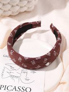 1pc Minimalist Cute Bear Print Fabric Headband, Versatile Daily Wear High Crown Hair Hoop, Washing Face & Hair Accessory - Multicolor - View 16