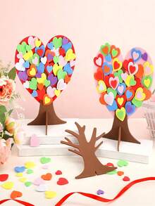 212件套 3D爱心树毛毡贴纸手工套装 DIY情人节毛毡心形树自粘式家庭活动艺术项目 婚礼 情人节 母亲节（多色） - 彩色 - 查看 4