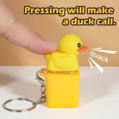 Squeaky Fidget Toy, Quacking Duck Keychain & Keyboard Keycaps Clicker, Stress Relief Sensory Toy For Anxiety, Office Desk Gadget, Cute Gag Gift