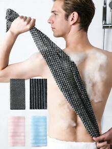Serviette de bain exfoliante japonaise - Éponge de massage exfoliante double face, facile à mousser, éponge de bain unisexe, fibre ultra-fine rayée super douce, design carré, convient pour la douche, pour les hommes et les femmes, article de soin de salle de bain essentiel au quotidien, style moderne, tissu durable, peut également être utilisé comme serviette de toilette - Multicolore - Voir 1