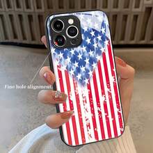 American Flag Mobile Phone Case, Inspired By Patriotism And Freedom, Suitable For IPhone 16, 15, 14, 13, 12 And 11 Pro Models, Made Of TPU Material, And Provides Shockproof Protection. Perfect For Family, Friends, Children, Birthdays, Spring, Holidays, Boyfriends, Girlfriends, And Valentine's Day Gifts. - 黑色LB33 - 查看 3