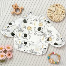 1 件卡通防水长袖围兜，柔软喂奶围兜，婴儿罩衣，轻便，适合所有季节，易于清洗，是圣诞节、万圣节、感恩节、新年、情人节、复活节的绝佳礼物