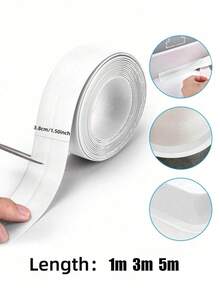 1 Roll 1.5 Inch/3.7 Cm Multi-Purpose Self-Adhesive Bathroom Sealing Tape - Strong Waterproof White Floor Sealant/Caulk Tape For Bathroom, Toilet, Sink, Floor, Kitchen Countertop, DIY Tape, Bathroom Accessories, Bathroom Essentials - White - View 10