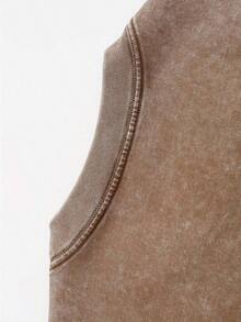 Yuega Tshrit 1pcMen's Pattern Washed T-Shirt - Double Sided Printing, 100% Cotton, Short Sleeved, Summer Casual T-Shirt, Black With White Star Design, Loose Fit, Machine Washable, Daily T-Shirt| Loose Fit Shirt| 100% Cotton T-Shirt, Cotton T-ShirtSummer Clothing Tops - 咖啡色 - 查看 8