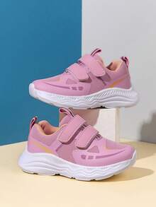 1 Paar modische & praktische Kindersportschuhe, Farbblock-Stil, auffallender Klettverschluss - Pink - Übersicht 14