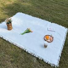 1件波西米亚风野餐垫,可作露营毯、桌布、户外草坪垫、白色桌布、午睡毯,适用于户外野餐、节日派对、室内客厅沙发装饰 - 彩色 - 查看 5