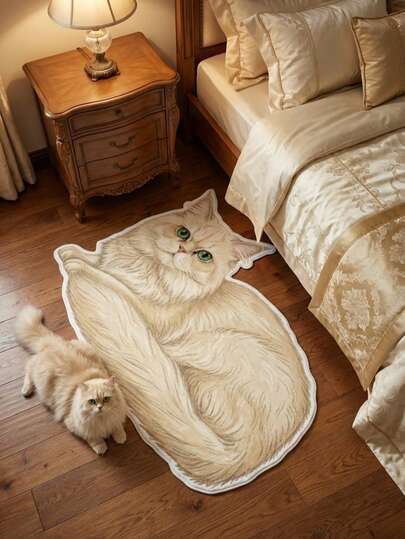 1pc Washable Chic Persian Cat Faux Wool Rug, Decorative Carpet, Bedroom Decor, Small Rug, Carpet, Home Decor, Living Room Rug, Living Room Small Rug, Bedroom Rug, Living Room Home Decor