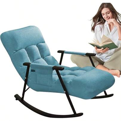 Rocking Chair Upholstered Seat Cozy Sliding Chair Upholstered Seat Cozy Sliding Chair Soft Movement And Soft Padding For Room Comfort/32.68x20.47x11.42