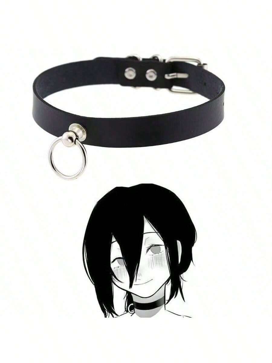 1 chiếc vòng cổ choker bằng kim loại và da có thể điều chỉnh kích thước, kiểu dáng anime, thích hợp cho cosplay, Halloween, mặc hàng ngày, ngày Valentine và các dịp khác. - Nhiều màu - Xem 1