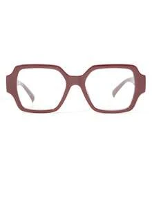 1 Pair Leopard Print Oversized Retro Personalized Transparent Eyeglasses, Oval Versatile Clear Lens - 3909-棗紅色 - 查看 2