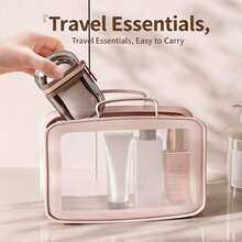 1pc Portable Sealed Leak-Proof Toiletry Case, Mini Carry Handle Wash Bag, Convenient Travel Mouthwash Cup Toiletry Box, Couples Toothbrush Cup, Toothbrush Toothpaste Box Set, Business Trip Outdoor Camping Travel Portable, Suitable For Home, School, Travel Bag Storage