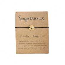 Silver Zodiac Bracelet Constellation Sign Bracelet For Women.12 Astrology Horoscope Bracelet/Anklet Friendship Couple Jewelry With Card,Sagittarius(Gold) - 射手座(金色) - 查看 1